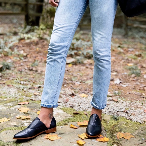 NISOLO Black Leather Emma D'Orsay Oxford Classic Flat Shoes - Picture 10 of 16